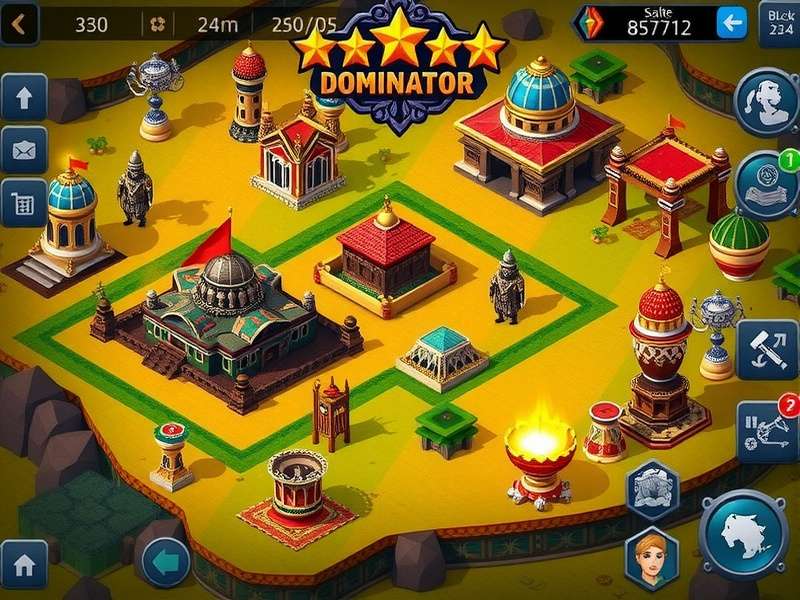 Empire Dominator Star gameplay screenshot showing city building and army management